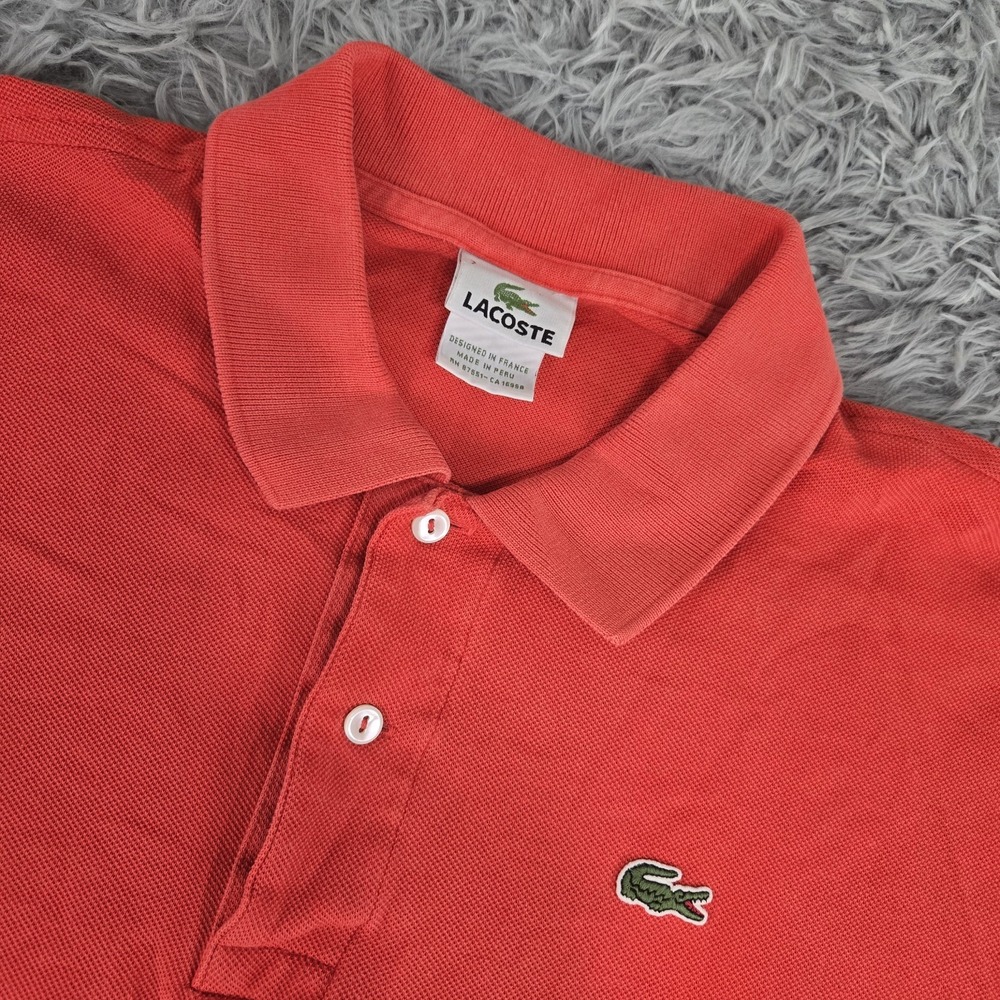 Lacoste 5161L Mens FR 7‎ 2XL XXL Red Short Sleeve Cotton Preppy Rugby Polo